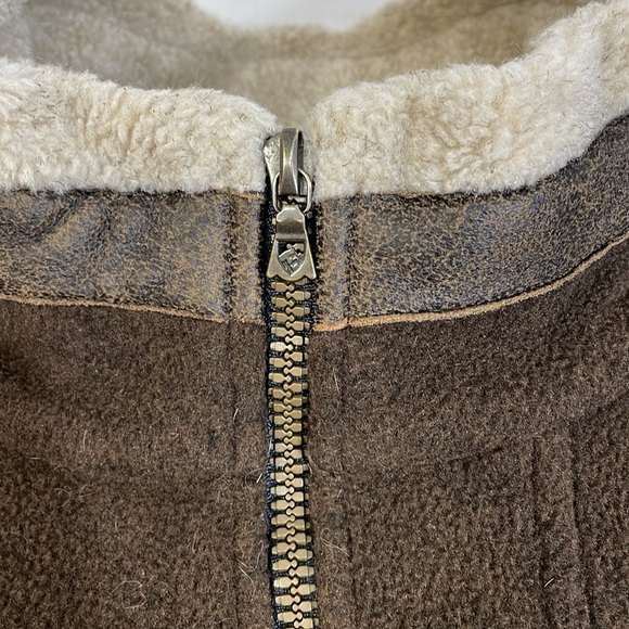 Kuhl Alpenwurx Heavy Fleece Suede Jacket Berber Collar Full Zip Pockets Large - Picture 14 of 16